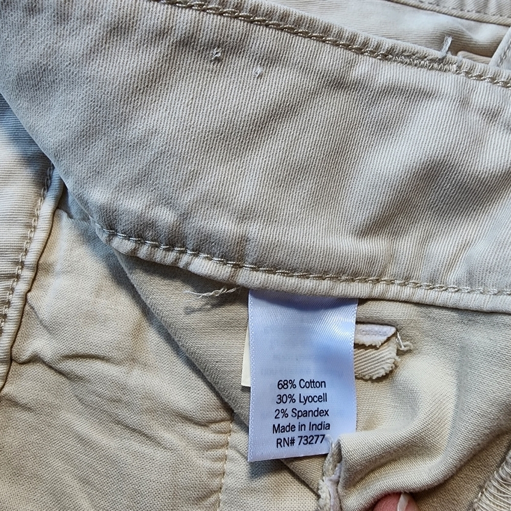 Sonoma Women Skirt High Rise 4-Pocket Clasp Zip Soft Cotton Lyocell Beige Tie 14 - Picture 7 of 9